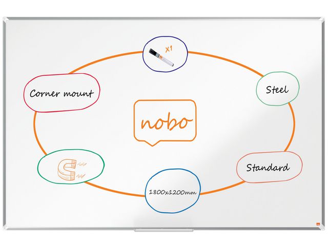 Whiteboard NOBO premium stål 180x120cm